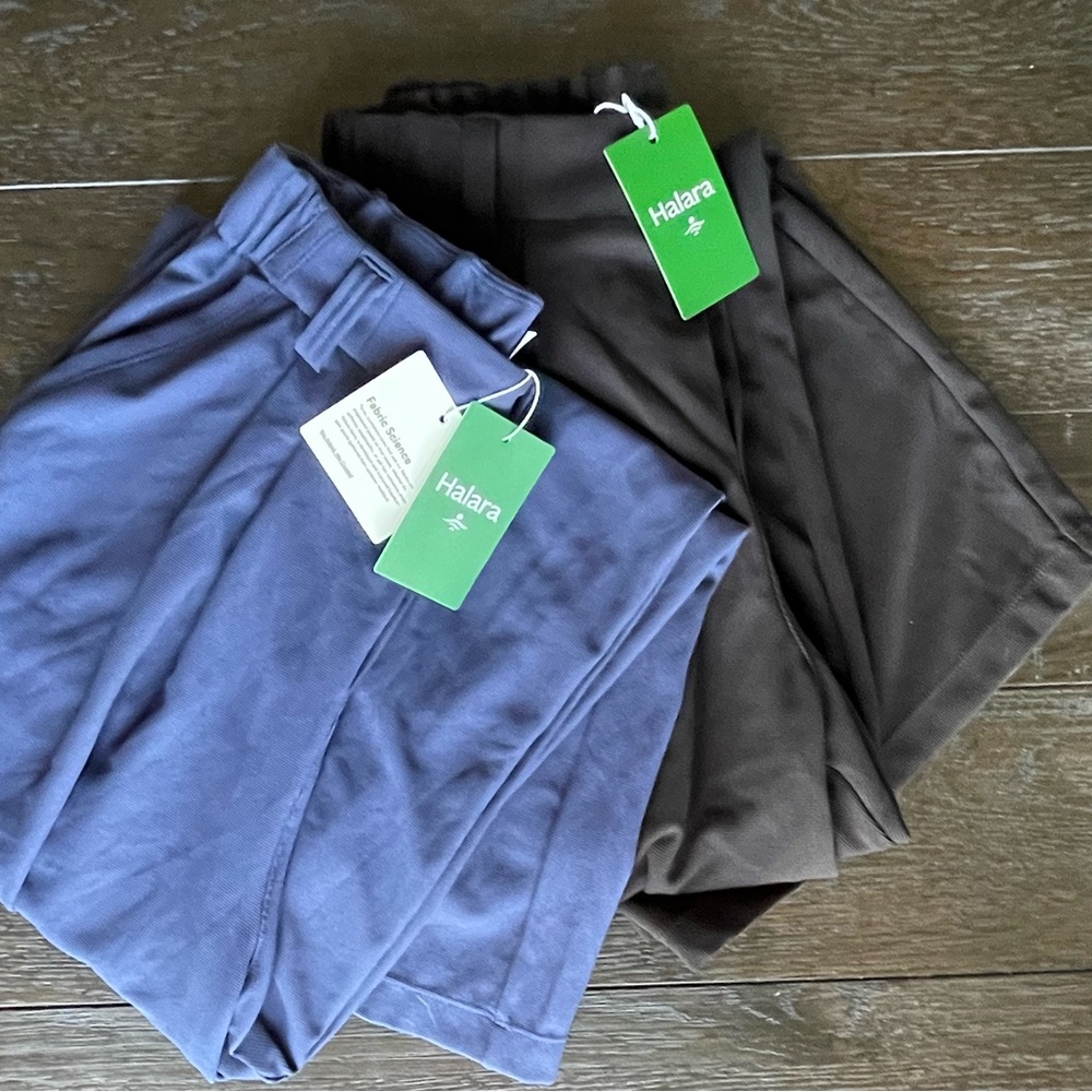HALARA 2 PAIRS - Women's Wide Leg Pants - Navy Blue and Black